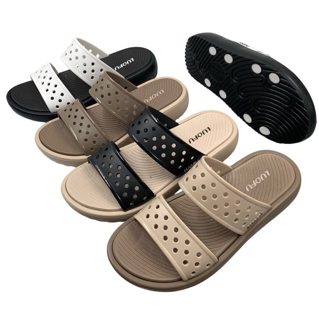 88 LUOFU ผู้หญิงนําเข้าทุกวัน Soft 2 ชิ้น Eva ยาง Slip-On รองเท้าแตะ E7229B-BRE014W (J1)