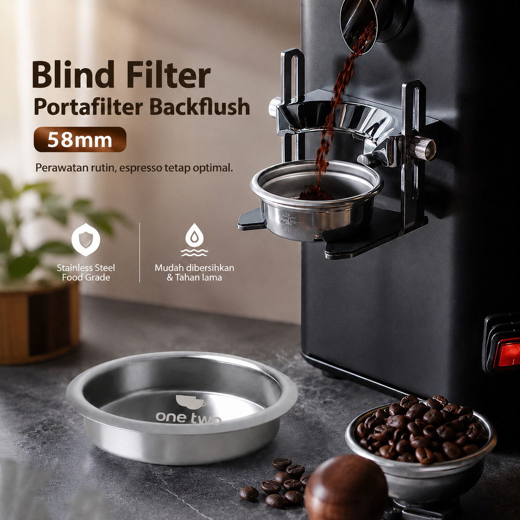 One Two Cups Basket Blind Filter Portafilter Backflush Stainless Steel - Y582