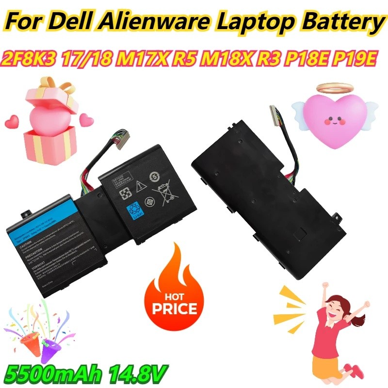 5500mAh 14.8V สําหรับ Dell 2F8K3 Alienware 17/18 M17X R5 M18X R3 P18E P19E แบตเตอรี่แล็ปท็อป