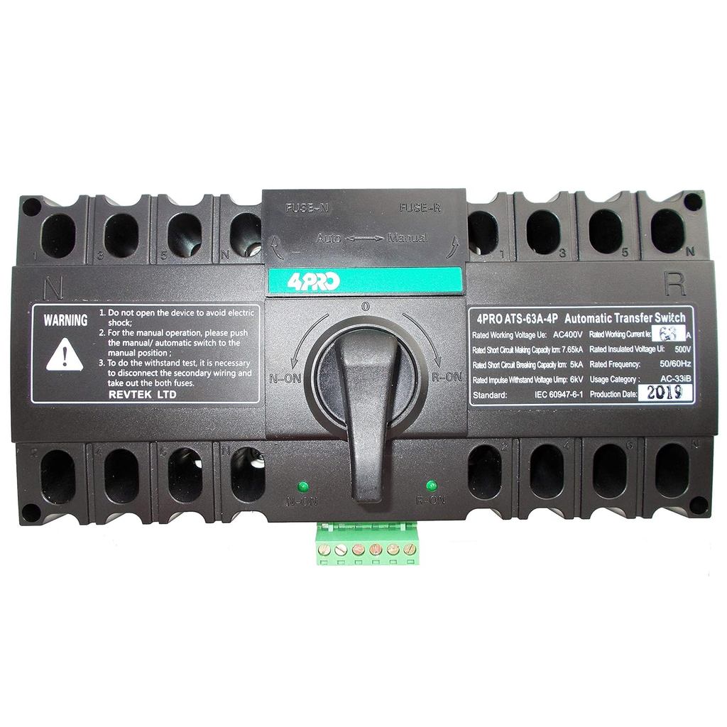 4PRO ATS-63A-4P-v3, 50/60Hz, Automatic Transfer Changeover Switch&***