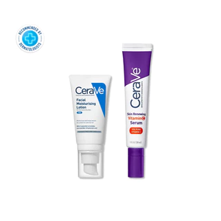 เซราวี CERAVE เซตมอยซ์เเละเซรั่ม ผิวกระจ่างใส CeraVe Facial PM Lotion เเละ Vitamin C Serum