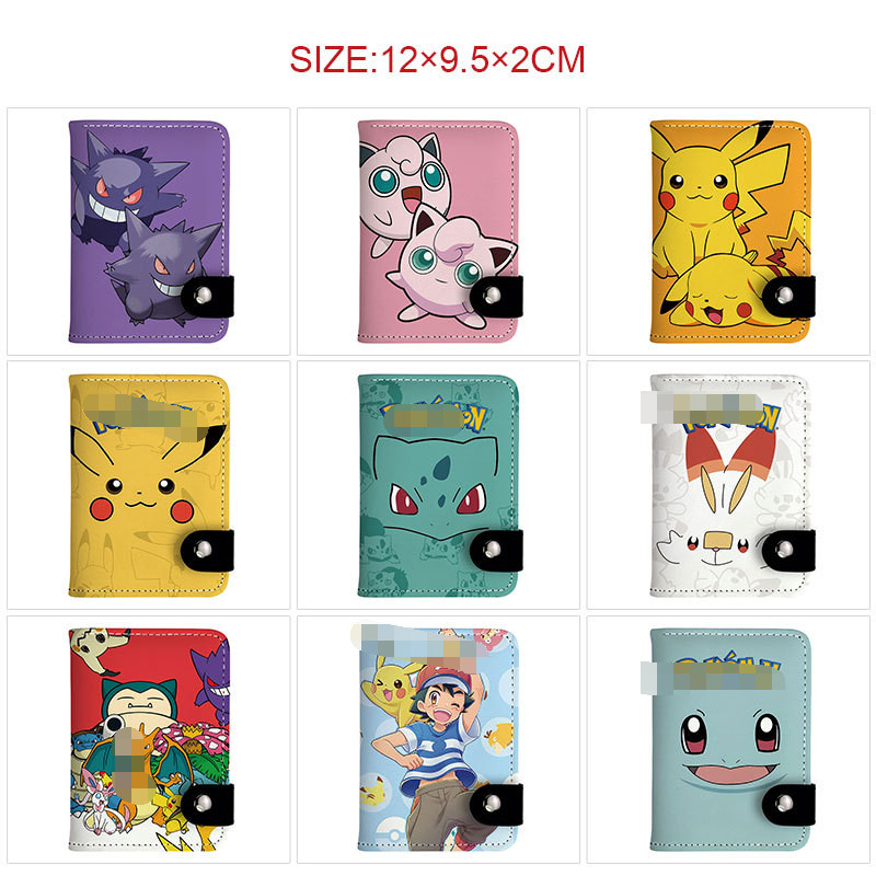 Pokémon Pokemon สินค้าแนวตั้ง Snap Wallet สีน่ารัก Pikachu พิมพ์กระเป๋าใส่เหรียญหลายชั้น