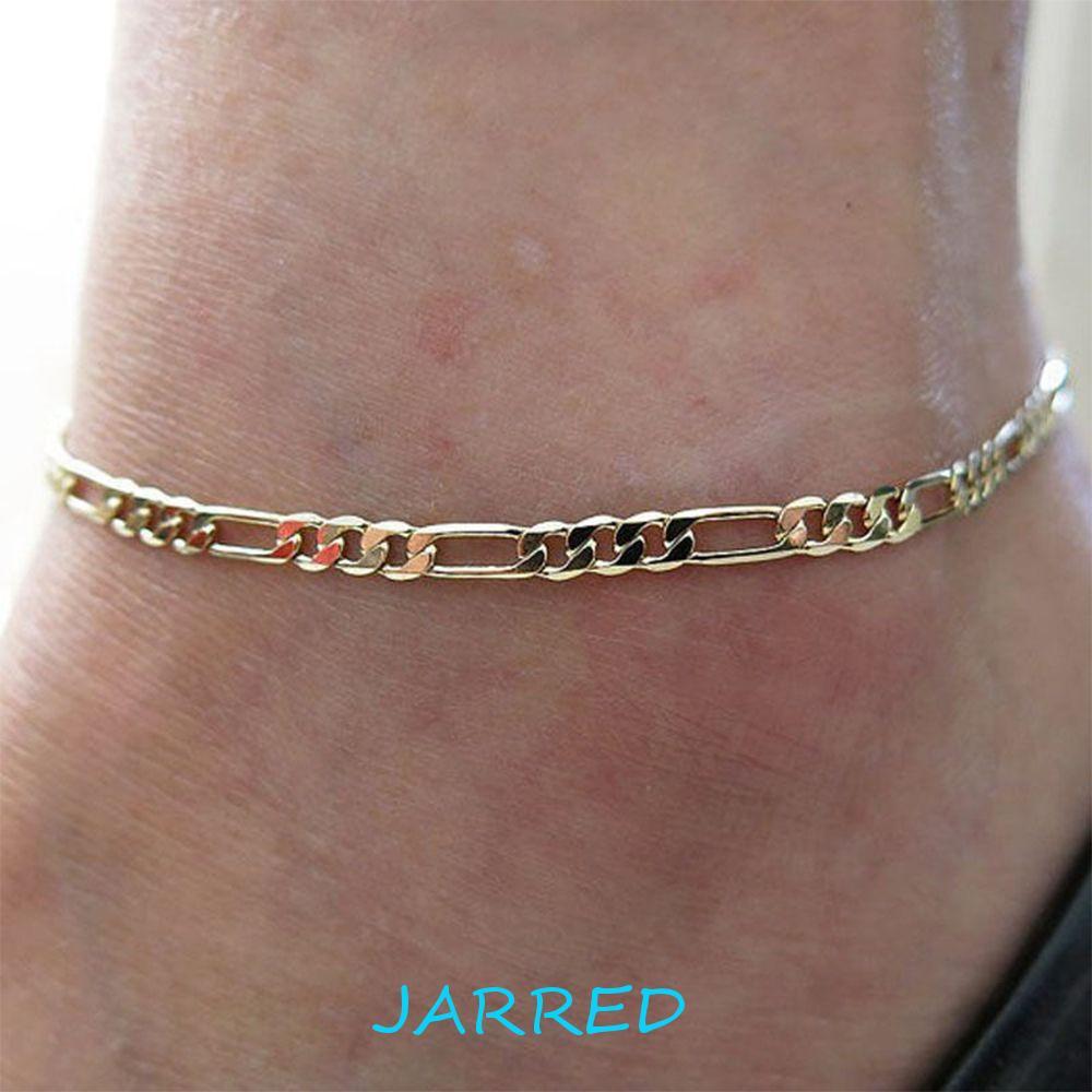 JARRED Anklet กว้าง: 3 มม. Simple Men Gold & Silver Alloy Figaro Chain Link Jewelry