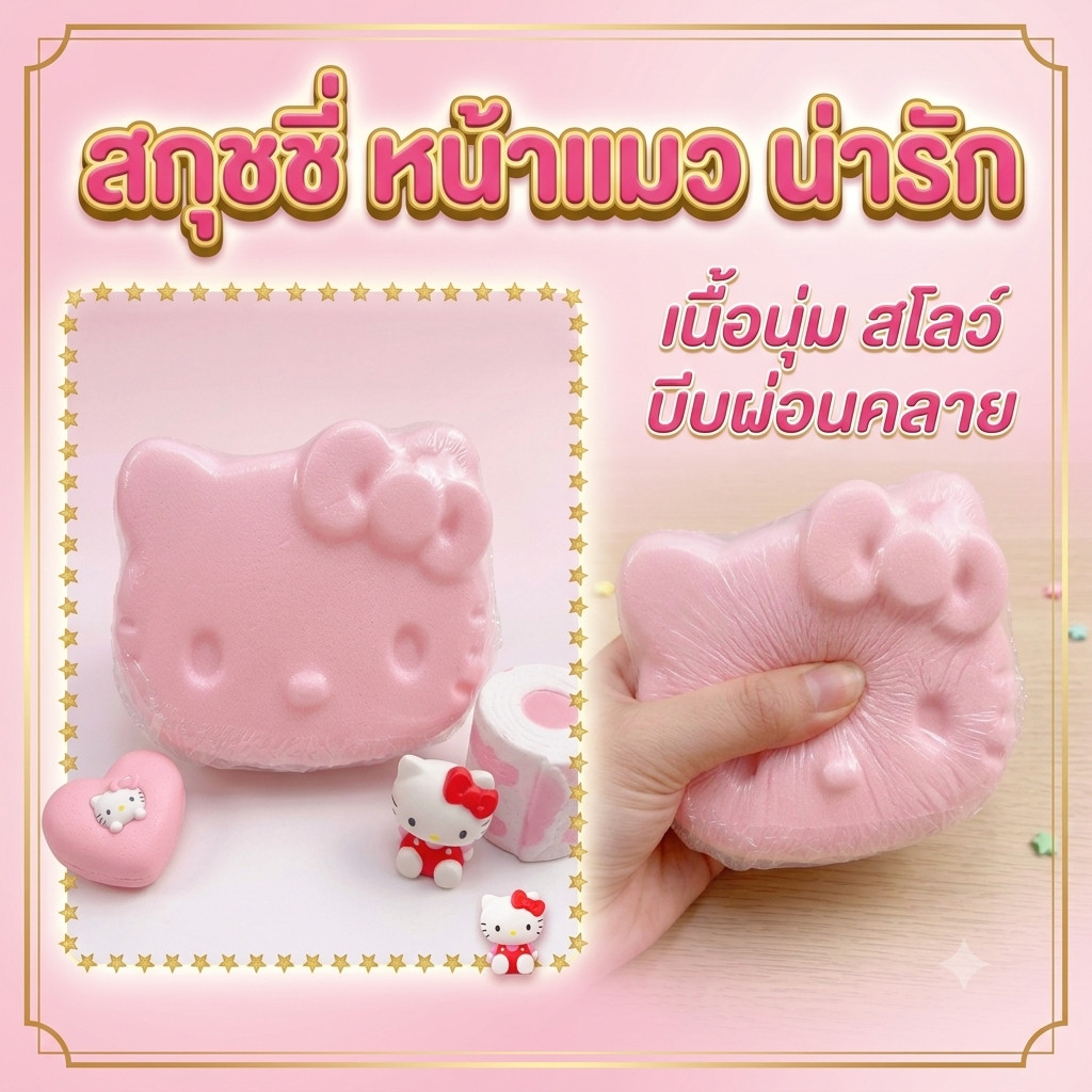 ใหม่ สกุชชี่ แมวน่ารัก บีบสนุก เนื้อนุ่ม สโลว์ Slow Rising ของเล่นคลายเครียด บีบสนุก สินค้าพร้อมส่งจากไทย