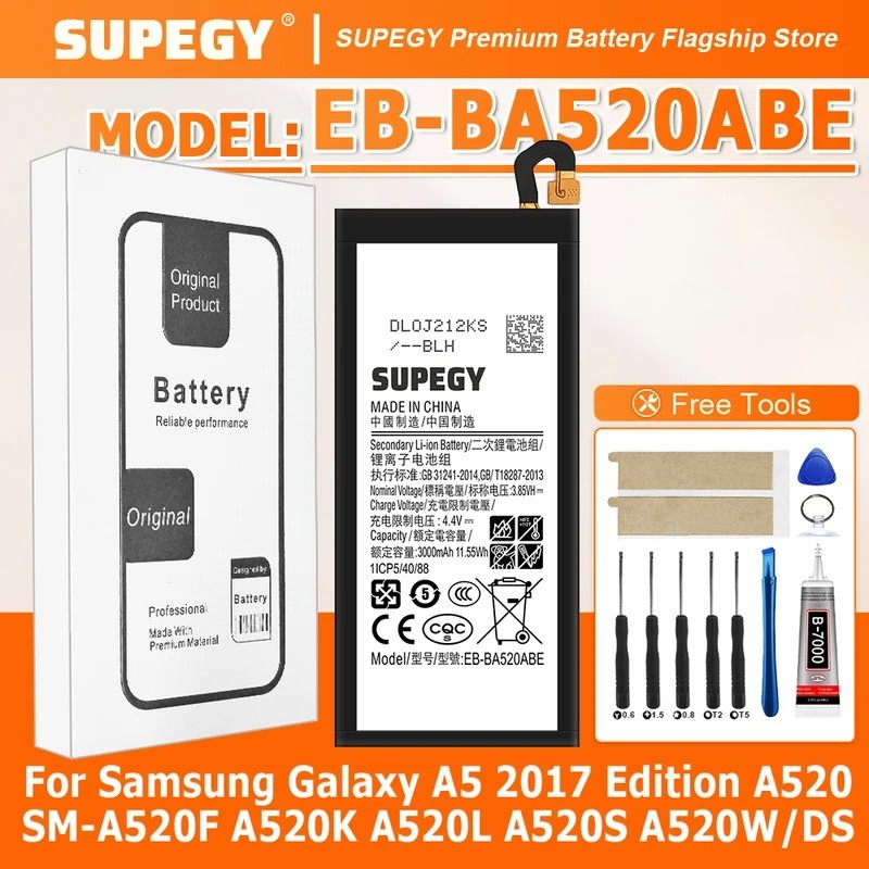 ใหม่ EB-BA520ABE แบตเตอรี่ 3000mAh สําหรับ Samsung Galaxy A5 2017 Edition A520 SM-A520F A520K A520L 