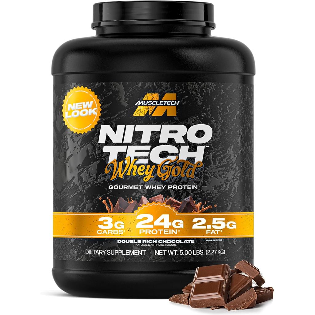 Muscletech Whey Protein Powder (ดับเบิ้ลริชช็อกโกแลต, 5LB) - Nitro-Tech Whey Protein Isolate Smoothi
