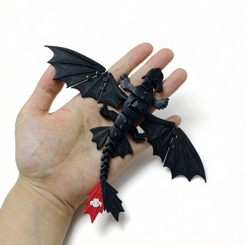 3D พิมพ์ฟันมังกร Articulated Push Wings Creative ความเครียดบรรเทาตกแต่งโต๊ะเครื่องประดับ