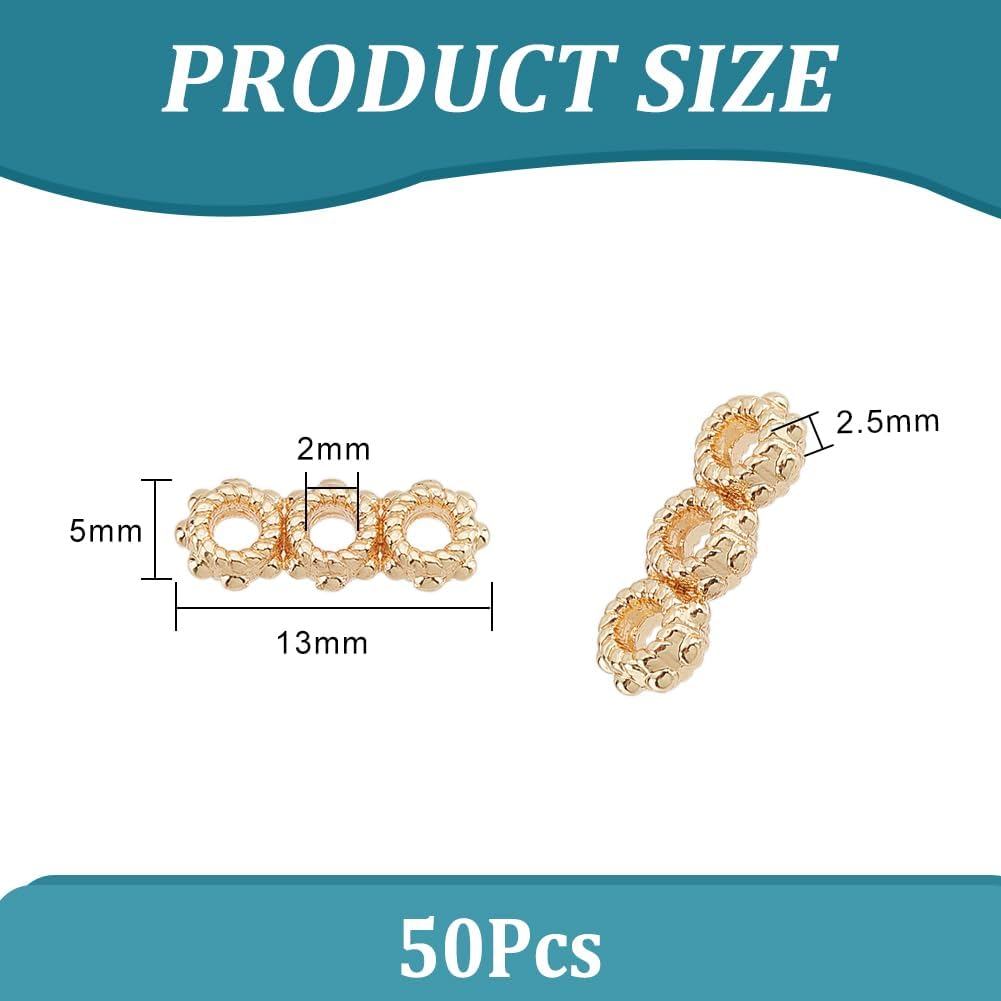 PH PandaHall 50pcs 3 หลุม Spacer บาร์,โลหะ Spacers Bar Link Connector ลูกปัด Multi Strand Separator 