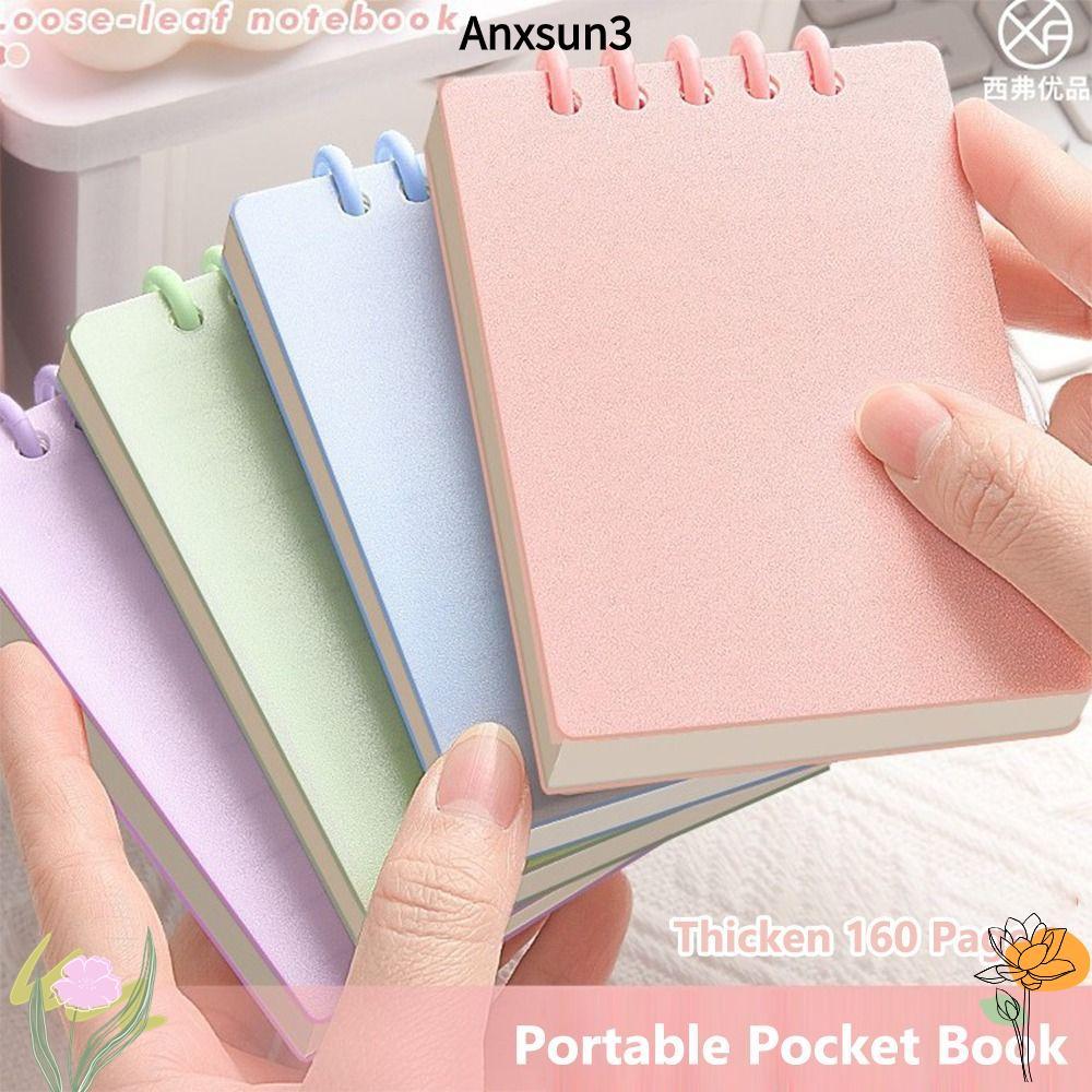 ANXSUN3 โน้ตบุ๊คขนาดเล็ก, สมุดบันทึกกระเป๋าสี่เหลี่ยม 80 แผ่น, หน้าด้านในเส้นแนวนอน A7 แผ่นจดบันทึกแบบหลวมสํานักงานโรงเรียน