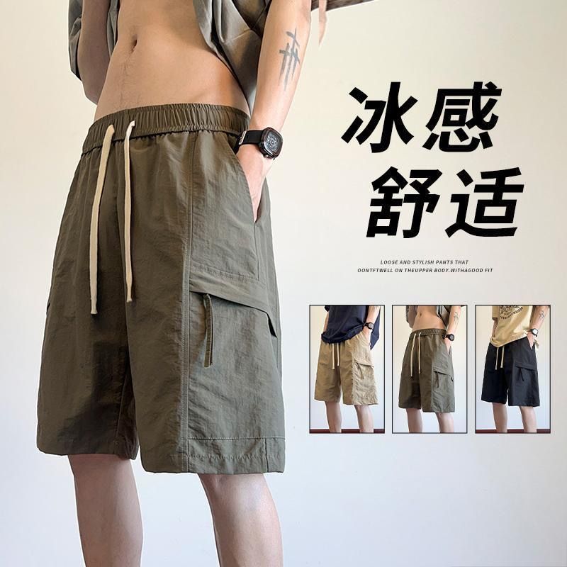กางเกงขาสั้นสั้นฤดูร้อนผู้ชาย Overalls กางเกงขาสั้น Street Wear Casual Thin สไตล์หลวม All-Match Quic