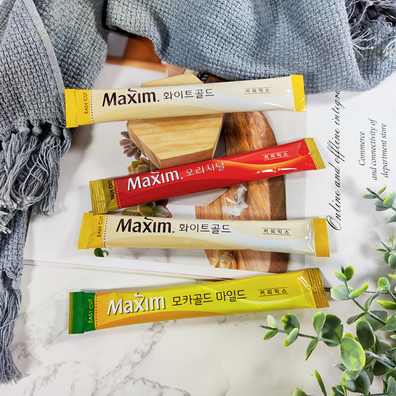 Red Maxim Coffee Maxim Original Coffee กาแฟสามในหนึ่งเดียวเกาหลีกาแฟสําเร็จรูปของแท้จํานวนมากกล่องนํ