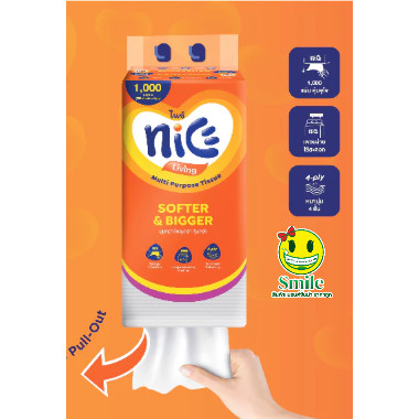 [1 หิ้ว] Nice ไนซ์ บอตทอม พูล ทิชชู่ กระดาษอเนกประสงค์แบบแขวนผนัง หนา 4 ชั้น 250 แผ่น