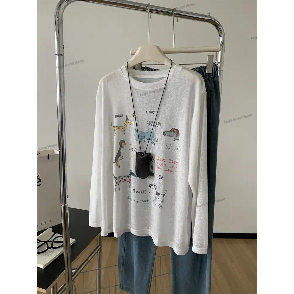 (จัดส่งตลอด 24 ชั่วโมง）Angle Official เสื้อแขนยาว ผ้านุ่ม กันแดด สวมใส่สบาย สไตล์เกาหลี ลายพิมพ์สวยงาม C168