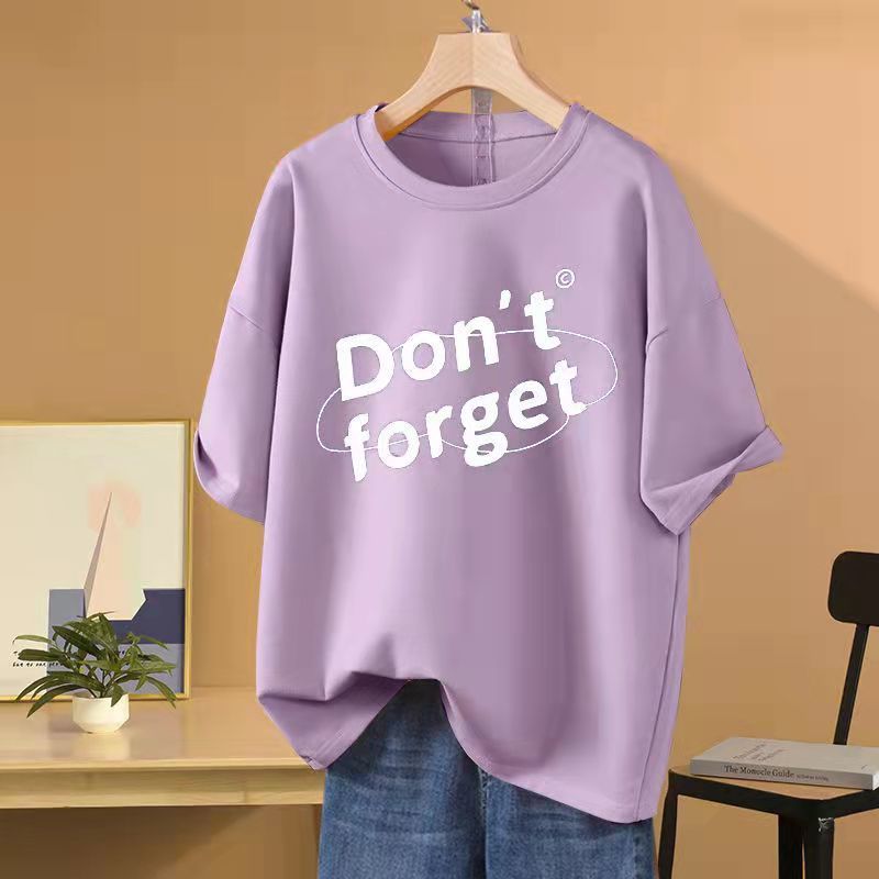 40-100KGPlus-Size ฤดูร้อนเสื้อยืดแขนสั้นสําหรับผู้หญิง,เกาหลีพิมพ์ผ้าฝ้ายหลวมเสื้อยืด