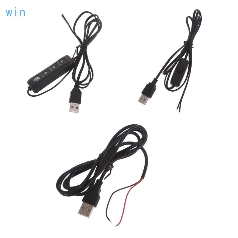 Win USB DIY สายไฟบัดกรี 5V สายต่อ USB พร้อมสวิตช์สําหรับไฟ LED 5V แฟนกล้อง