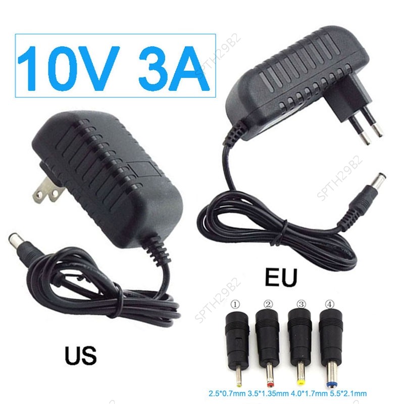 AC 100-240V DC 10V 3A อะแดปเตอร์แปลง 5.5*2.1 มม.4.0*1.7 มม.3.5*1.35 มม.2.5*0.7 มม.ปลั๊กเครื่องชาร์จ 