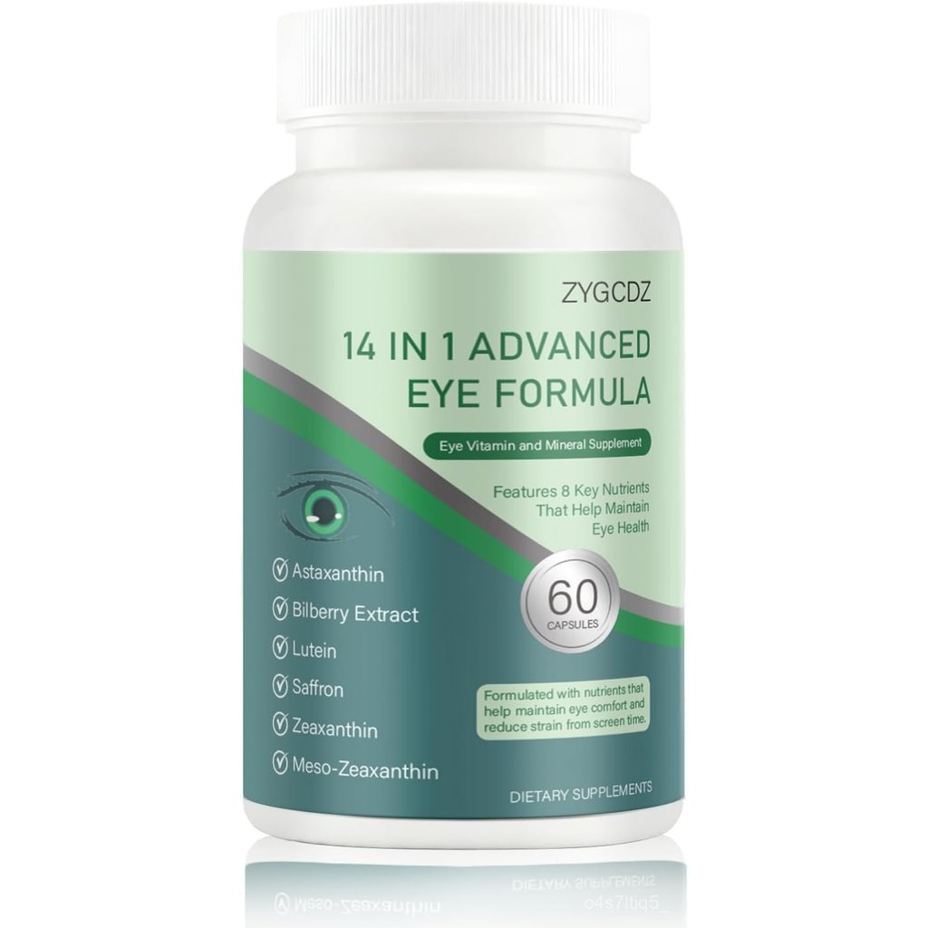 14-in-1 Advanced Eye Vitamin Supplement with Lutein, Zeaxanthin, Bilberry Extract & Zinc for Adults 