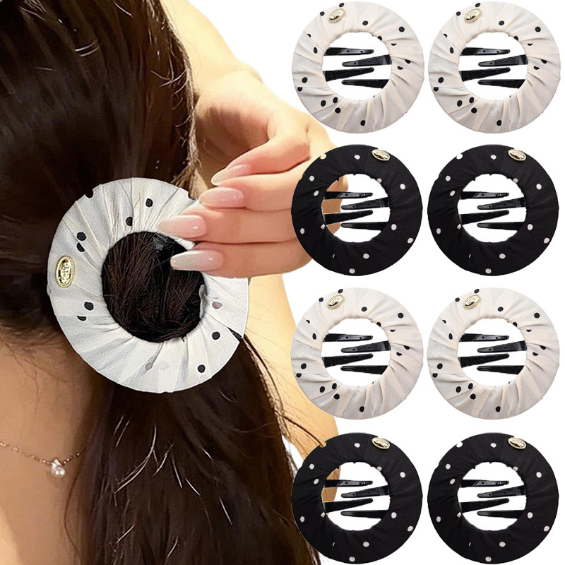 1/3/5 ชิ้น Zero Pressure Cozy Hairpins - ผู้หญิง Polka Dot รอบกรงเล็บผมแบนสําหรับนอนลง, ขับรถ