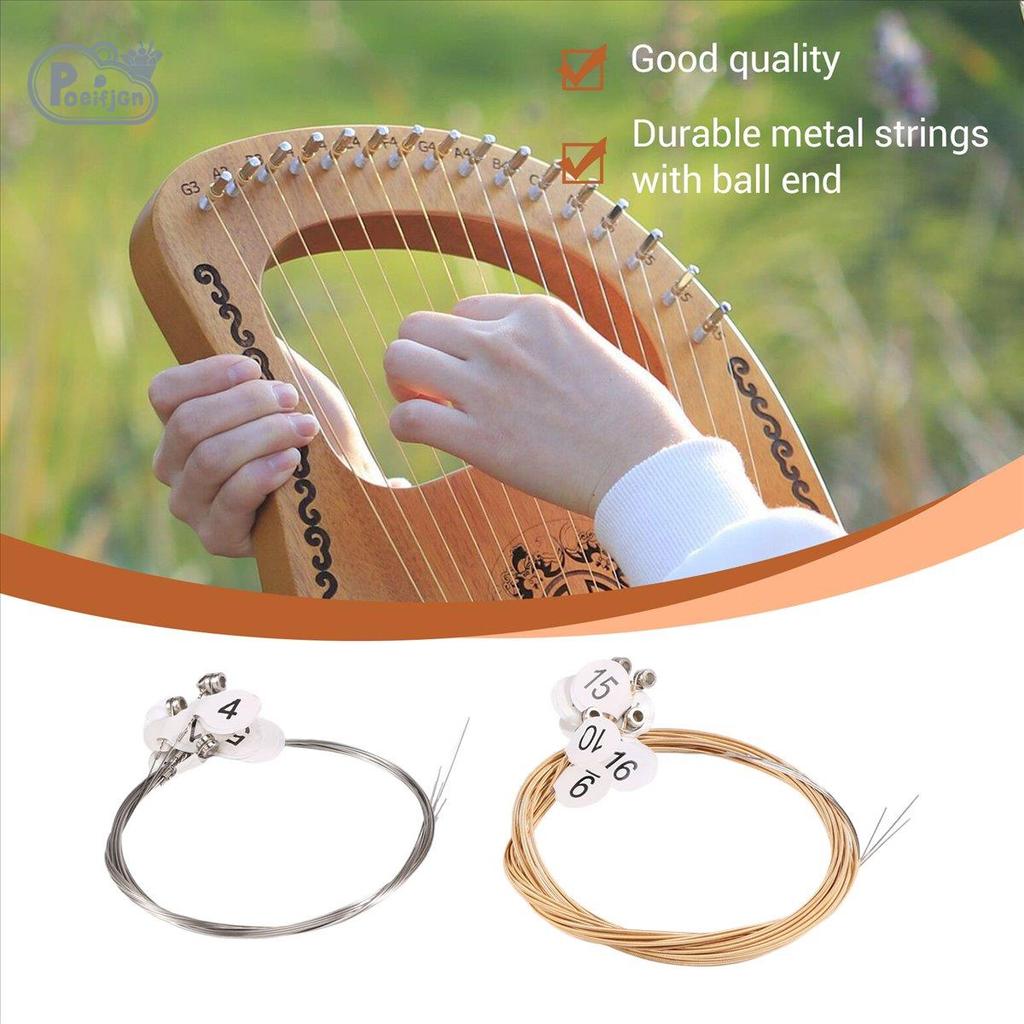16 ชิ้น/เซ็ต Lyre Harp Strings สําหรับ 16-String Lyre Harp Neccessaries Strings Aecess