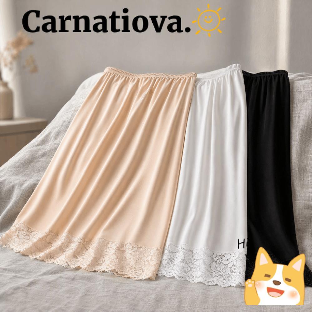 ICRNATIO กระโปรงชั้นใน Modal ลายลูกไม้ เอวสูง ยืดหยุ่น สไตล์ slip petticoat สำหรับผู้หญิง