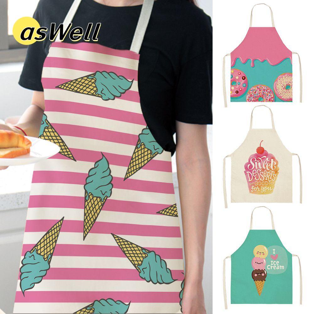 ASWELL Bibs ผ้าฝ้ายกันน้ําผ้าลินินการ์ตูนทําอาหาร
