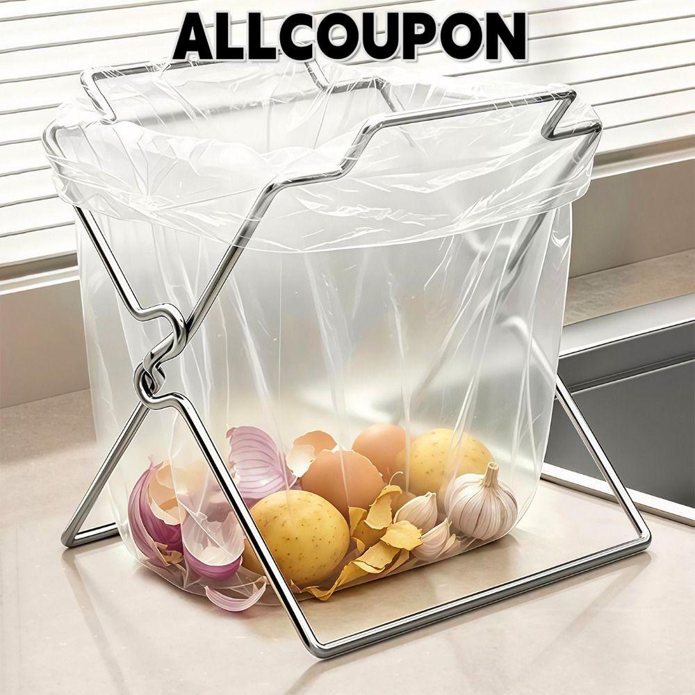ALLCOUPON ขาตั้งถุงขยะ ออลโคอัพ อิสระ ที่วางถุงขยะแบบใช้ซ้ําได้ กรอบเปิดทนทาน สแตนเลส ที่วางเศษอาหารแบบพับได้ คอลเลกชันเศษอาหาร
