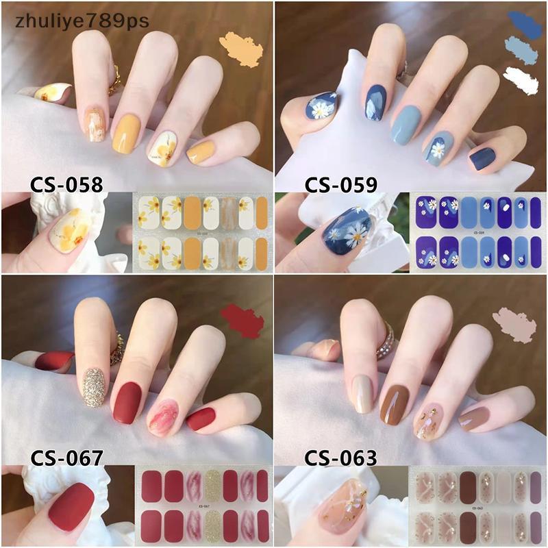 Zhuliye789ps] 14 เล็บ Simple Waterproof Nail Wraps Full Cover Nail Stiers Firm And Not Easy To Fall 