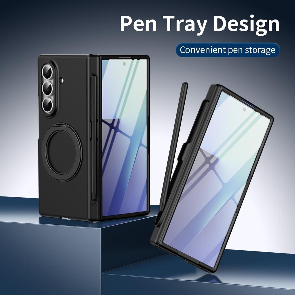 Thunderbolt Series Slim Matte Cover สําหรับ Samsung Galaxy Z พับ 8 Ultra Z พับ 7 Z พับ 6 ป้องกันหน้าจอในตัว S ช่องเสียบปากกาแม่เหล็กหมุนแหวน Kickstand