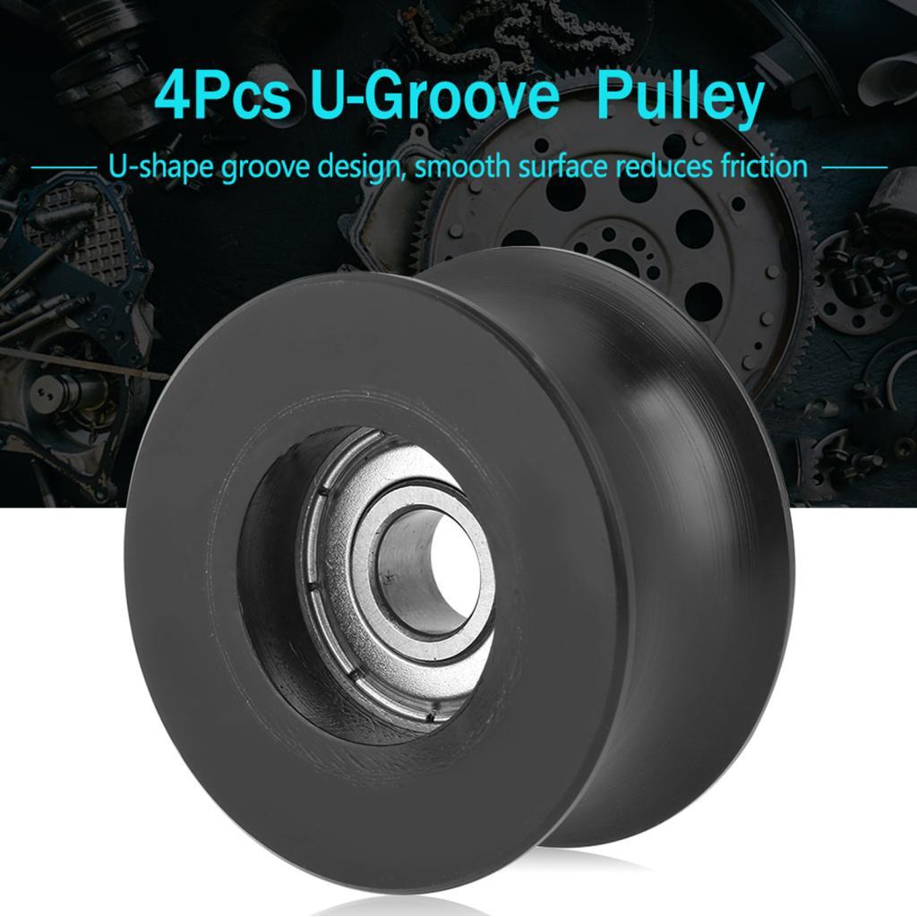 U ประเภท Groove 4 ชิ้น U-Groove Pulley 0840UU 8x40x20.7 มม.สีดํา Roller Guide ล้อสําหรับประตูหน้าต่า