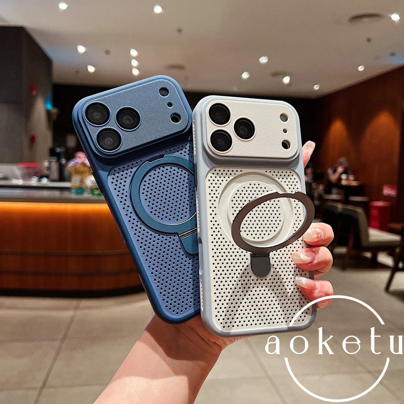 ฤดูร้อนกระจายความร้อนตาข่ายวงเล็บหน้าต่างขนาดใหญ่เคสโทรศัพท์แม่เหล็กเหมาะสําหรับ ไอโฟน 12 13 14 15 16 17 มือโปร สูงสุด เลนส์รวมทุกอย่างป้องกันการตกฝาครอบซิลิโ