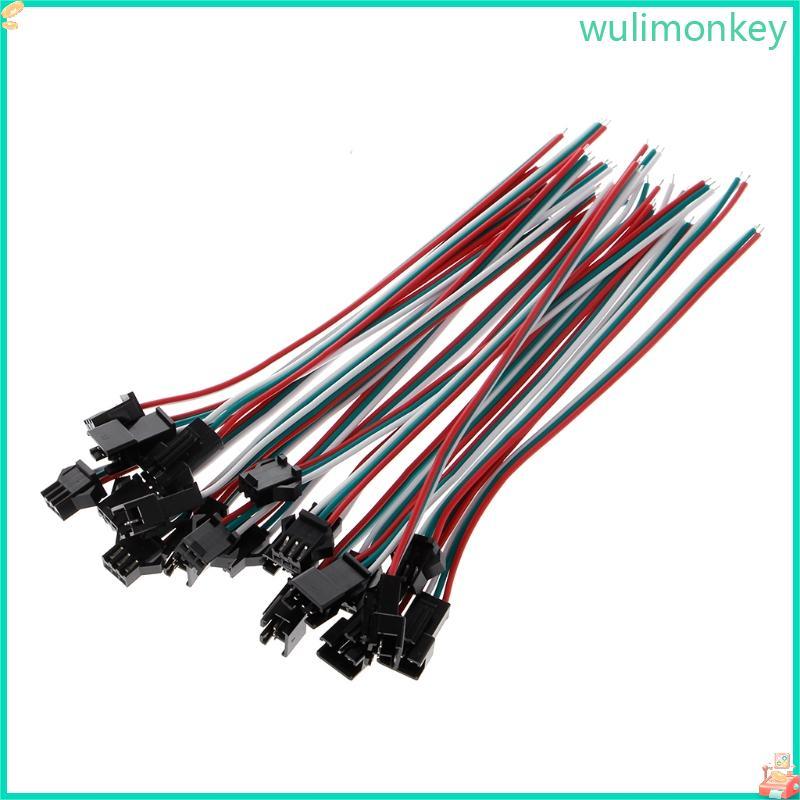 WU 10 คู่ 3 ขา JST SM ชายหญิงปลั๊กสายเชื่อมต่อสําหรับ WS2812B WS2812 WS2811