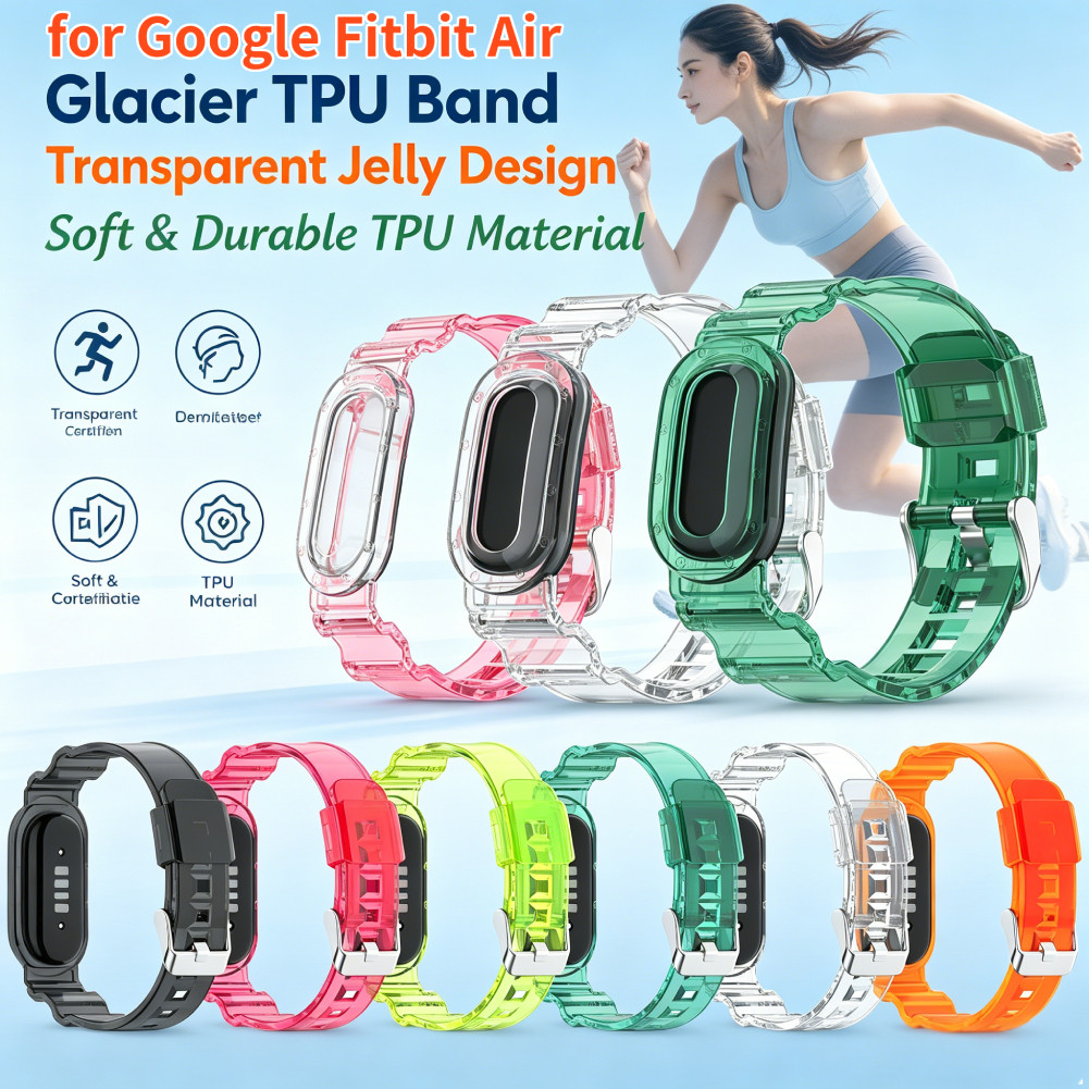สร้อยข้อมือสายรัดข้อมือโปร่งใสสําหรับ Google Fitbit Air Clear Soft Watch Band สายนาฬิกาซิลิโคนสําหรับเด็กผู้หญิงผู้สูงอายุ