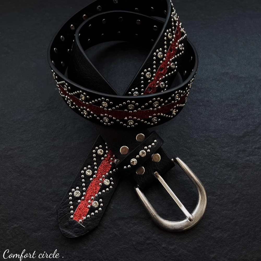 "Black River" Vintage Vintage Medieval Rhinestone Rivets y2k Belt Niche Design Retro Style Belt