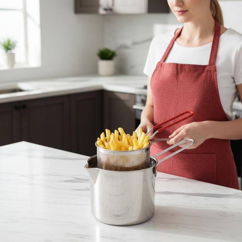 (Takashitree) 304 Stainless Deep Fryers Pot Universal With Filter Fryer Kitchen Cooking Pot Saving M