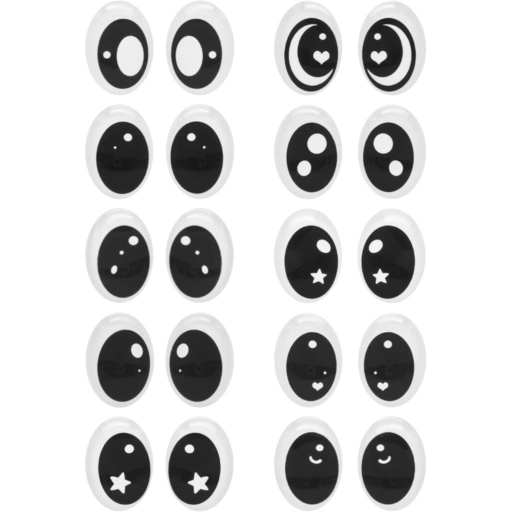 Julie Wang 60pcs ผสมการ์ตูนตา Flatback รูปไข่แก้ว Cabs Eye สําหรับ Clay ประติมากรรม Props หน้ากาก Fu