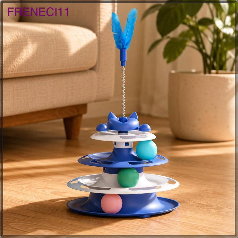 [freneci11] Feline Feline Circuit Toy Self Entertaining Feather Feline Teaser สีฟ้า