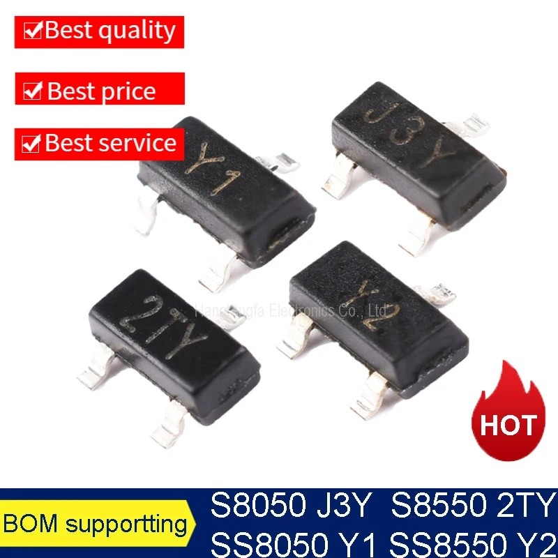 3000 ชิ้น/ล็อต S8050 S8550 SS8050 SS8550 S9014 S9015 S9016 SOT23 เครื่องหมาย J3Y 2TY Y1 Y2 M6 J6 SMD