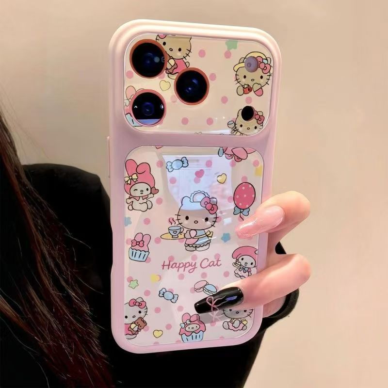 17โปรแม็กซ์ สีชมพูคิตตี้เคสโทรศัพท์วัสดุซิลิโคนเหมาะสําหรับ ไอโฟน 11 12 13 14 15 16 17โปรแม็กซ์ 14 15 16บวกเคสนิ่มกันกระแทกหญิงหน้าต่างขนา