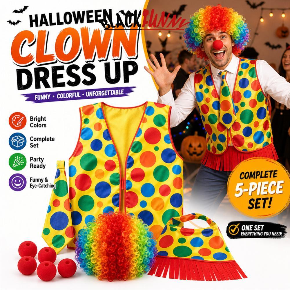 BLACKFUNNY ฮาโลวีน Clown เครื่องแต่งกายคอสเพลย์ Joker Circus Clown ชุดผู้ใหญ่เด็กบทบาทเล่นชุดหน้ากาก