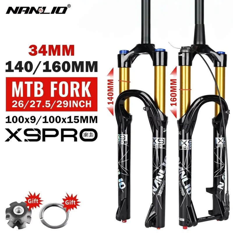 EFOG NanLio X9PRO MTB Air ส้อม 34 มม.140/160 มม.26/27.5/29 "QR/Thru เพลา Suspension สําหรับจักรยานเส