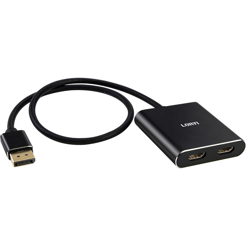 Displayport to Dual HDMI Splitter,4K 60Hz Multi-Monitor Splitter,Dual Monitor DP ถึง 2 HDMI Monitor 