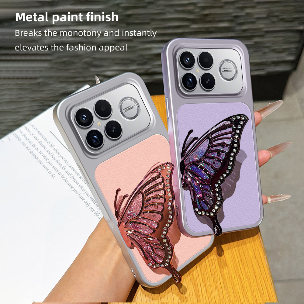 แฟชั่นGlitterผีเสื้อสร้อยข้อมือเคสโทรศัพท์สําหรับRedmi Turbo 4 Pro K70E K60E K40S K80 K70 K60 K50 K4