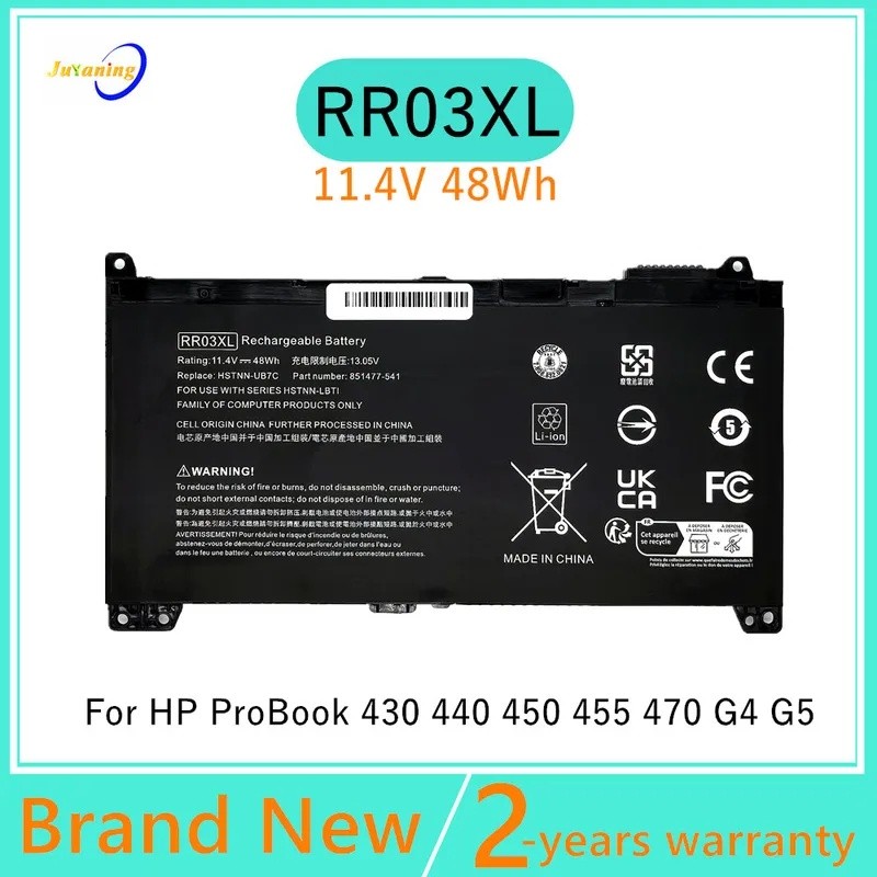 11.4V:48Wh RR03XL HSTNN-LB71 แบตเตอรี่แล็ปท็อปสําหรับ HP ProBook 430 440 450 455 470 G4 HSTNN-Q01C H