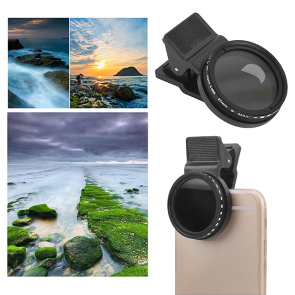 Ruba888 โทรศัพท์มือถือกรอง ND2-400 Neutral Density 37 มม. การถ่ายภาพพร้อมคลิปปรับได้สําหรับยี่ห้อที่