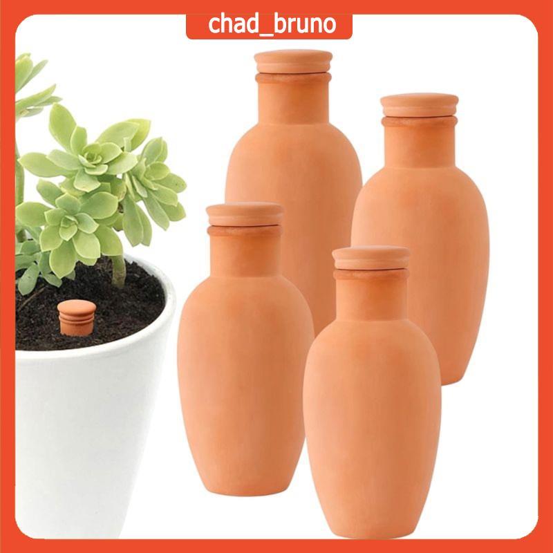 TerraCotta Clay ชลประทาน Globes 4 ชิ้น 3.1 นิ้วพืชรดน้ํา Globes พร้อมฝาปิดหม้อดิน