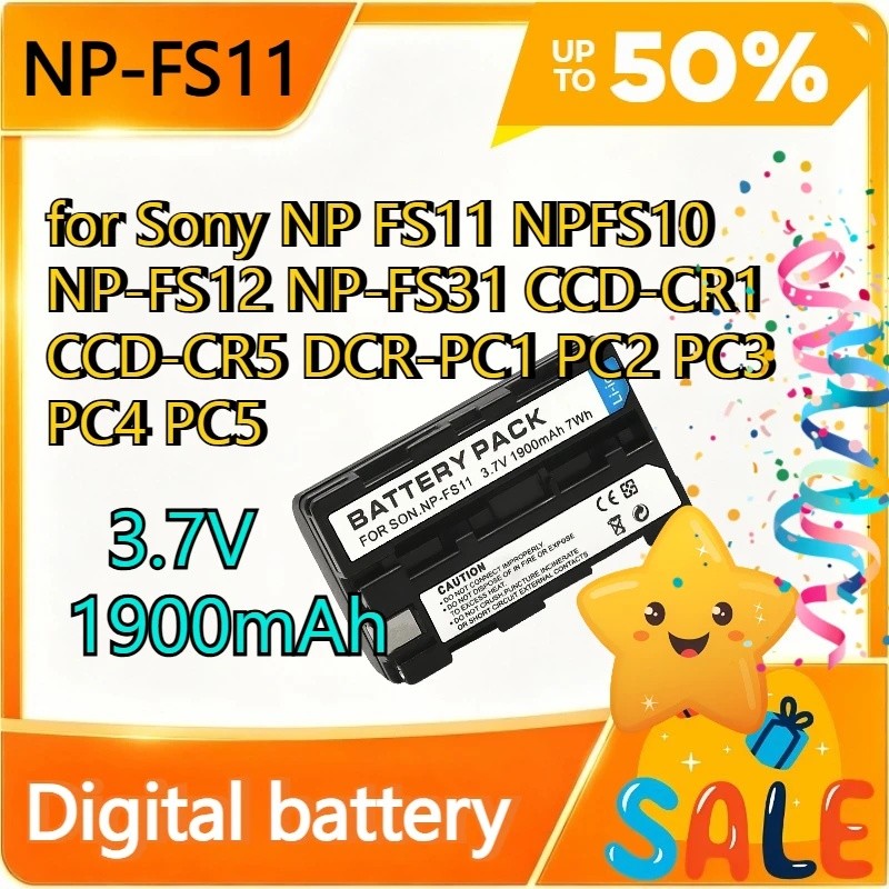 สําหรับ Sony NP-FS11 แบตเตอรี่ดิจิตอล 3.7V 1900mAh สําหรับ Sony NP FS11 NPFS10 NP-FS12 NP-FS31 CCD-C