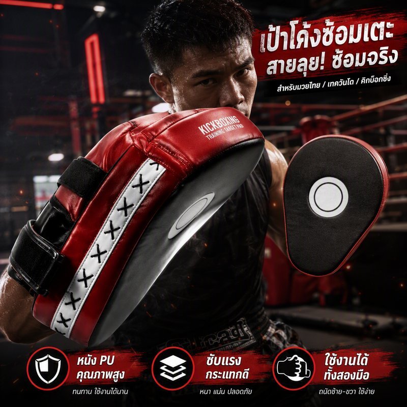 เป้าล่อเตะ เป้าล่อชกมวย หนัง PU หนาแน่น ซับแรงกระแทก เป้าซ้อมมวย คิกบ็อกซิ่ง MMA เทควันโด