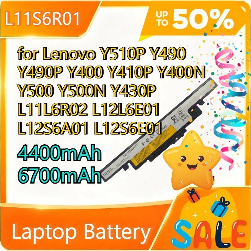L11S6R01 แบตเตอรี่แล็ปท็อปสําหรับ Lenovo Y510P Y490 Y490P Y400 Y410P Y400N Y500 Y500N Y430P L11L6R02