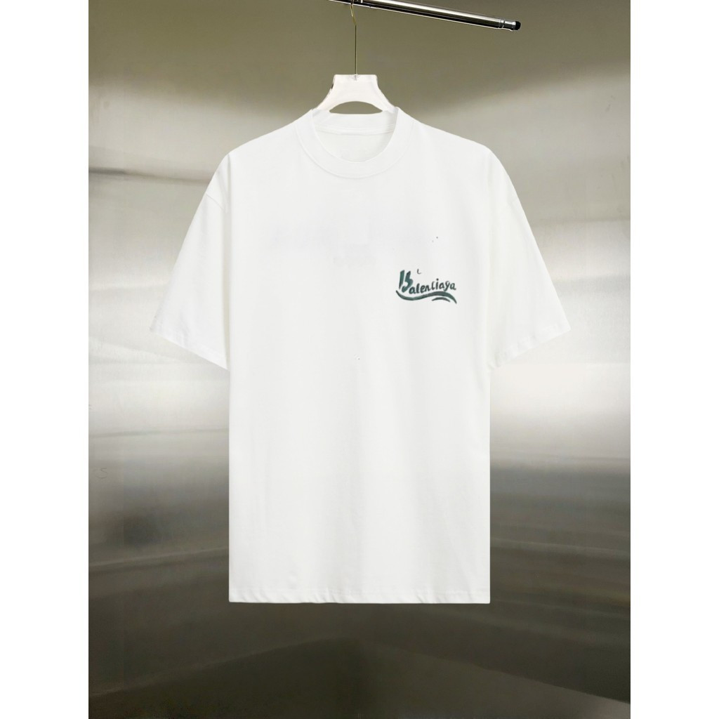 2026Balen tee ผู้ชายผู้หญิงเสื้อยืดพิมพ์ High-End เสื้อยืดรอบคอเสื้อยืด Street สไตล์ All-Match 2