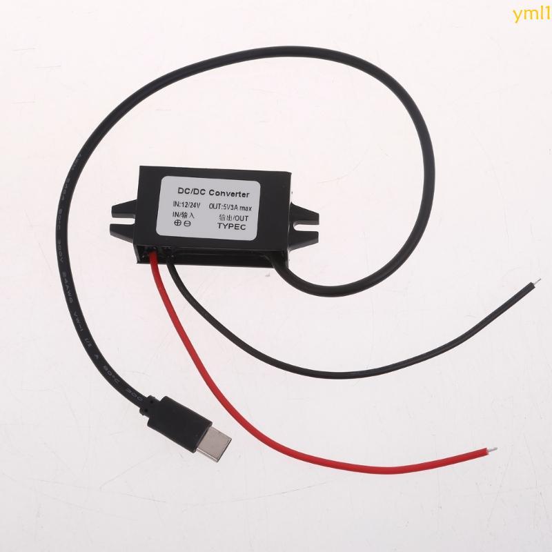 Yml1 12V ถึง 5V USB C Converter DC12V ถึง Type C 5V 3A USB Buckk โมดูลขั้นตอนลง